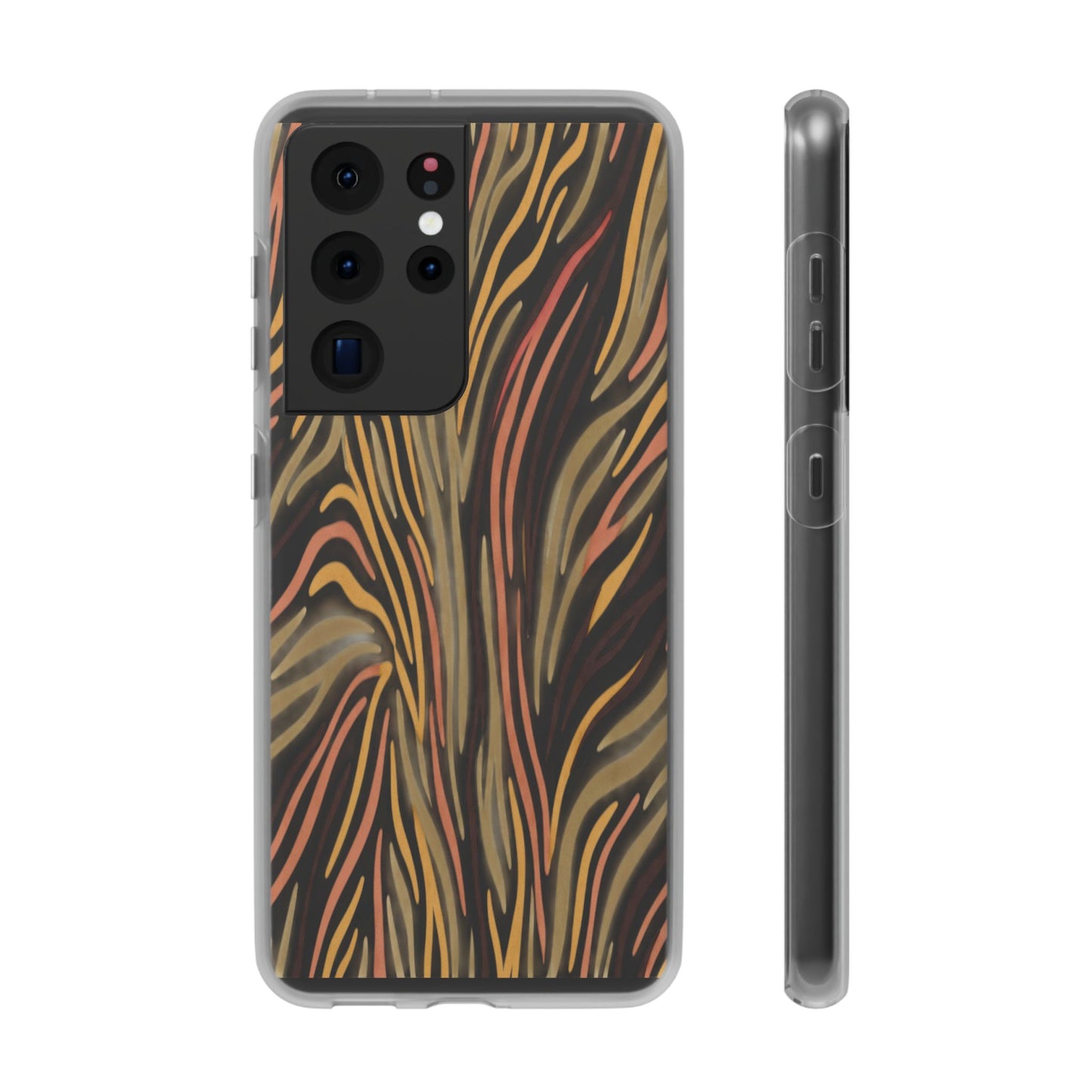 Marbled Neutral Stripe Phone Case — Abstract Beige & Terracotta Flexi Case