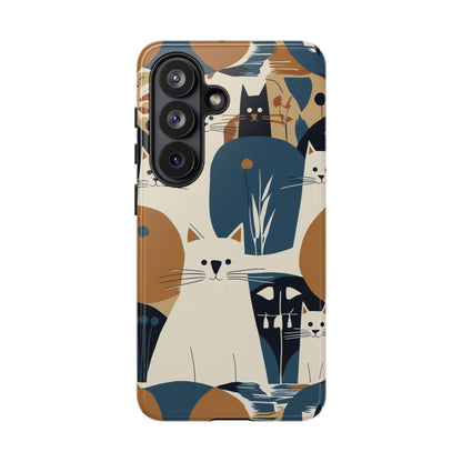 Cat Pattern Phone Case – Retro Abstract Cats Protective iPhone Cover