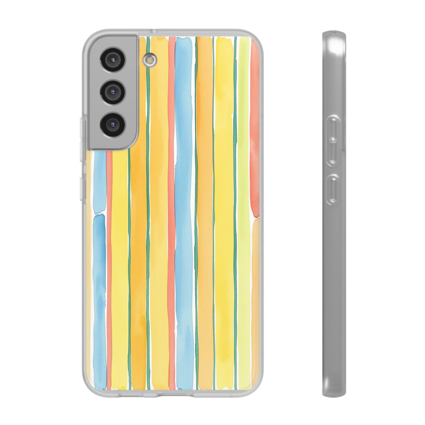 Watercolor Stripe Phone Case — Bright Pastel Vertical Stripes Protective Flexi Case