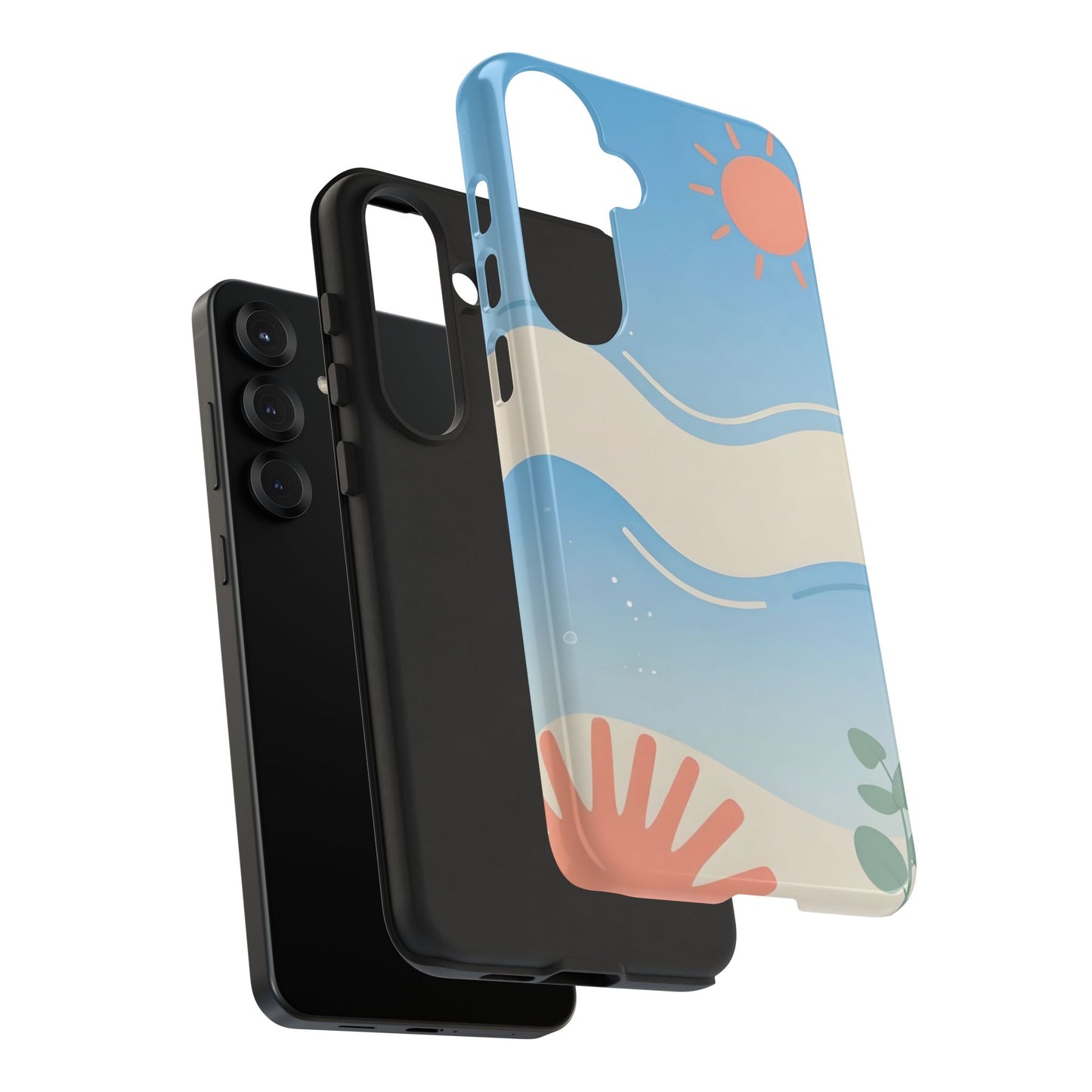 Beach Waves Tough Phone Case — Summer Sun & Seashell Protective Cover