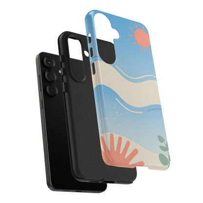 Beach Waves Tough Phone Case — Summer Sun & Seashell Protective Cover
