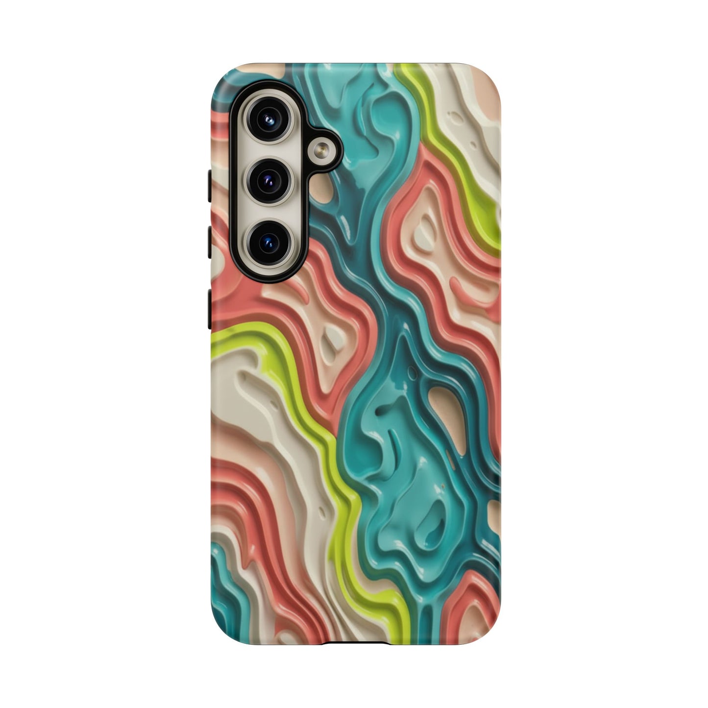 Abstract Contour Phone Case — Colorful Topographic Pattern Tough Case