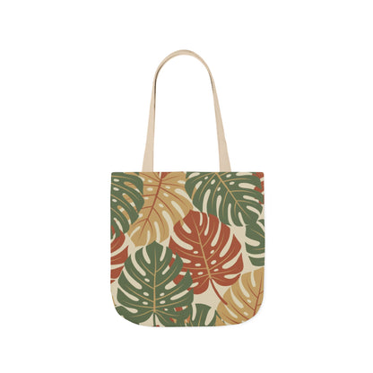 Tropical Monstera Canvas Tote Bag – Earthy Leaf Pattern Eco Shopper