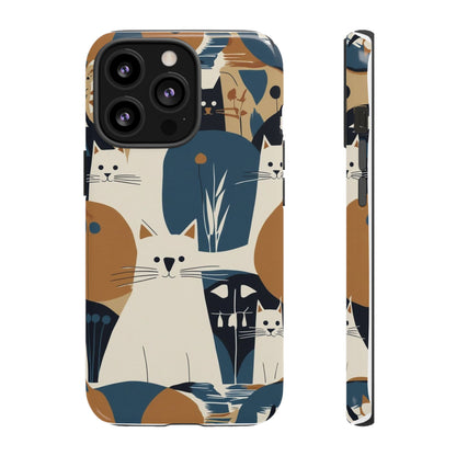 Cat Pattern Phone Case – Retro Abstract Cats Protective iPhone Cover