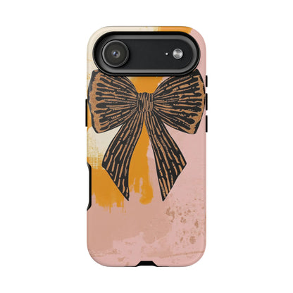 Bow Brushstroke Tough Phone Case — Pink & Mustard