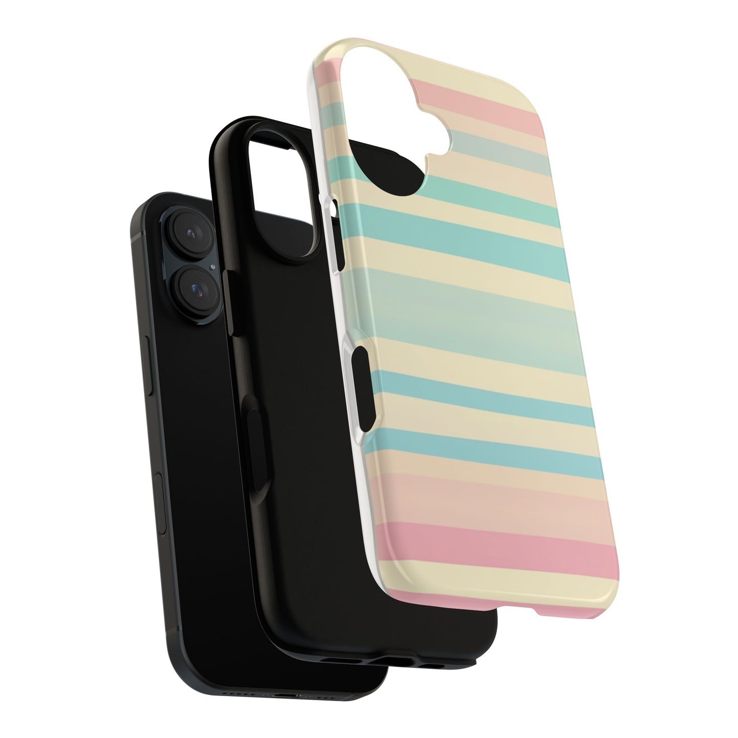 Pastel Striped Tough Phone Case – Protective Retro Rainbow Design