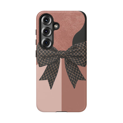 Bow Stripe Tough Phone Case – Pink Mauve Protective Cover