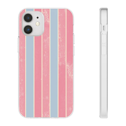 Striped Pink & Blue Phone Case — Retro Pastel Flexi Case