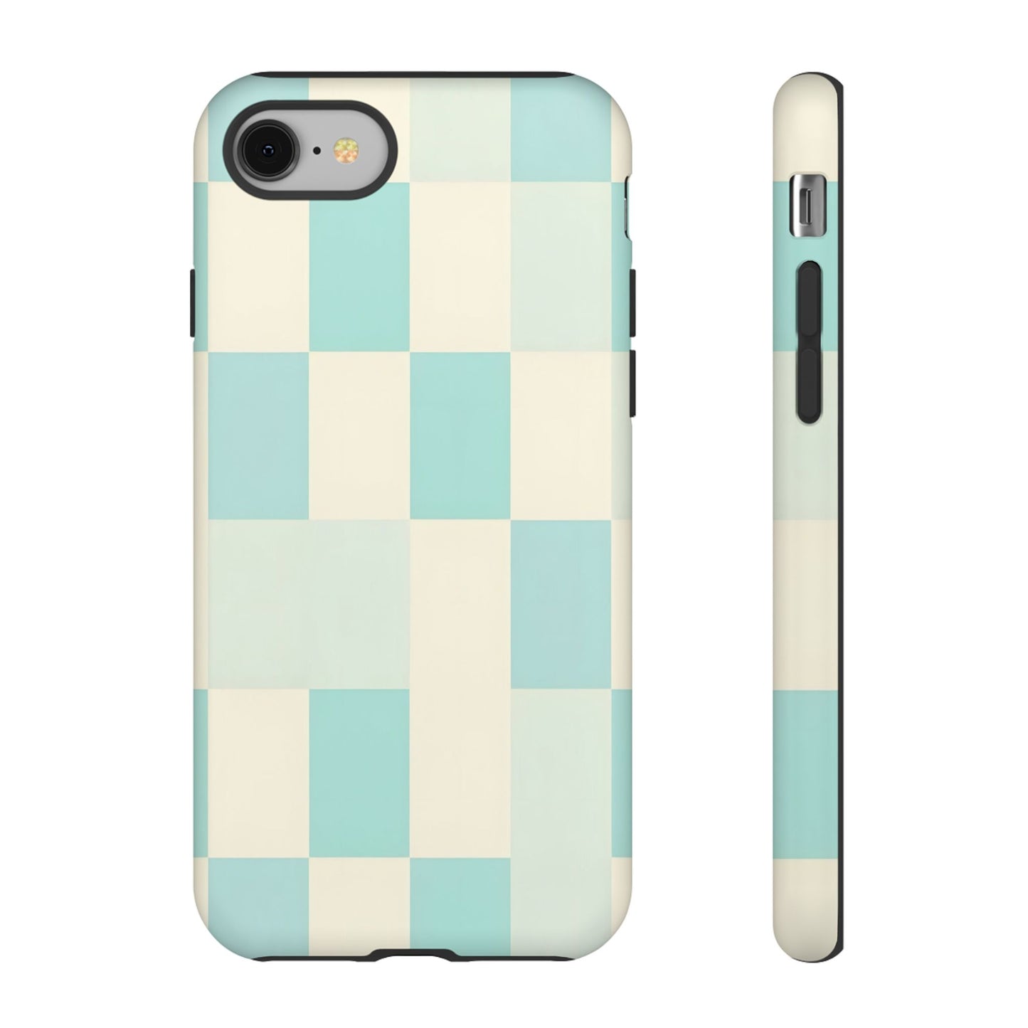 Pastel Checkerboard Tough Case – Mint & Cream Protective Phone Cover