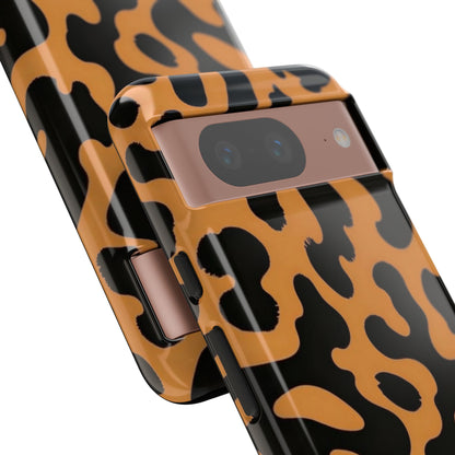 Leopard Print Phone Case — Orange & Black Tough Pattern Protective Cover