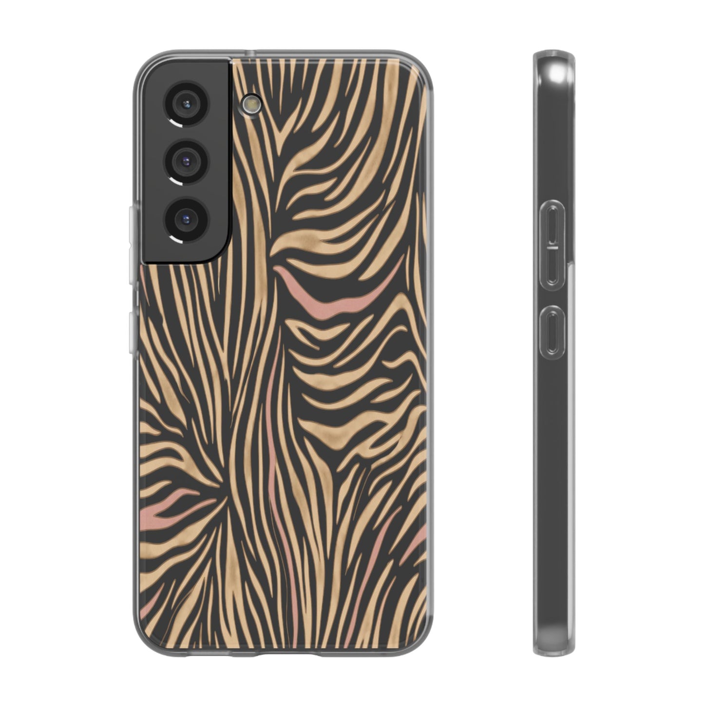 Neutral Zebra Print Flexi Case — Beige & Rose Gold Animal Pattern Phone Cover