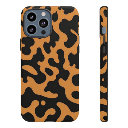 Leopard Print Phone Case — Orange & Black Tough Pattern Protective Cover