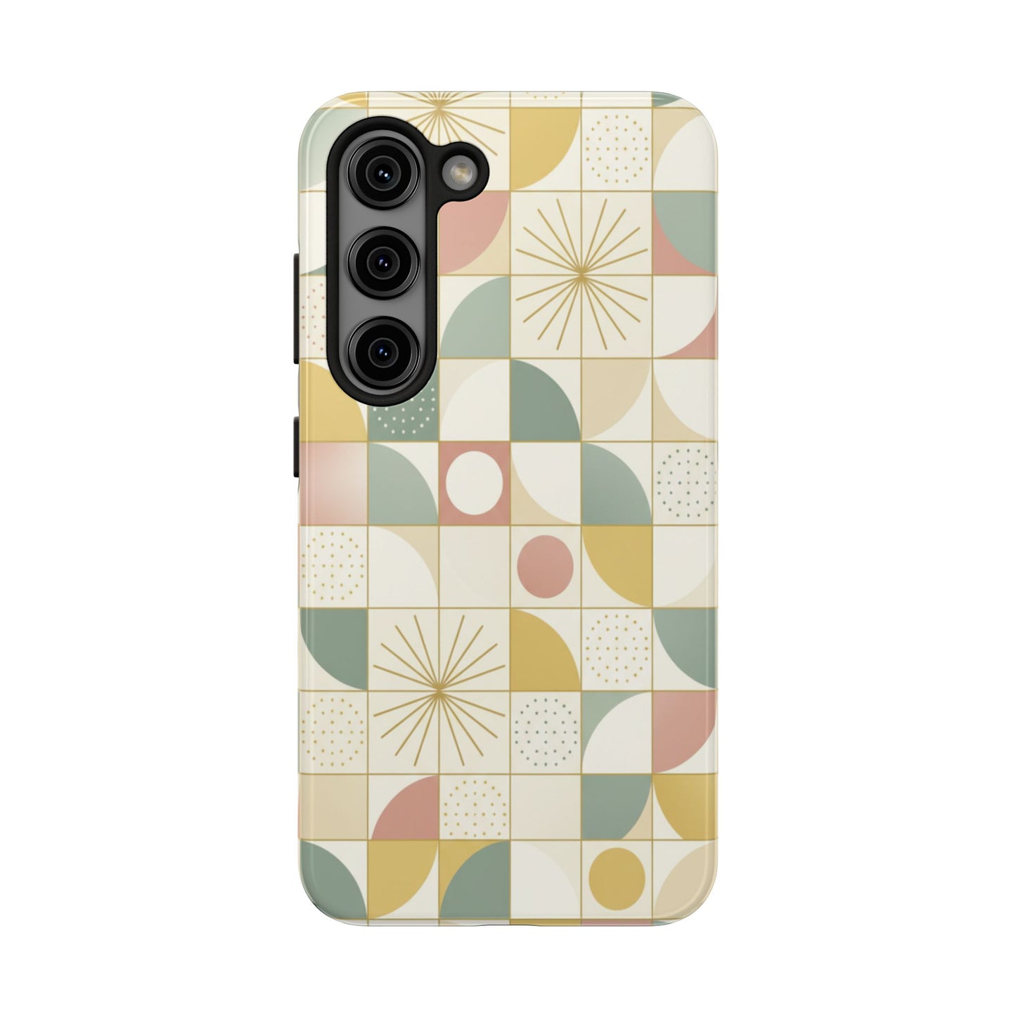 Retro Geometric Tough Phone Case — Pastel Midcentury Pattern