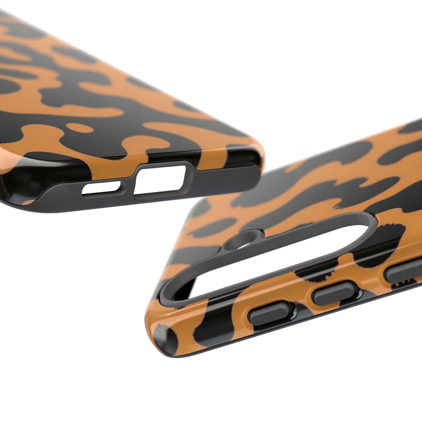 Leopard Print Phone Case — Orange & Black Tough Pattern Protective Cover
