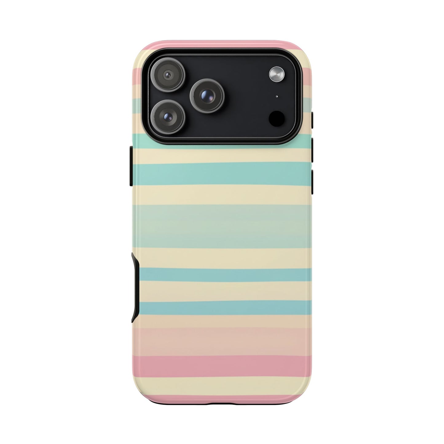 Pastel Striped Tough Phone Case – Protective Retro Rainbow Design