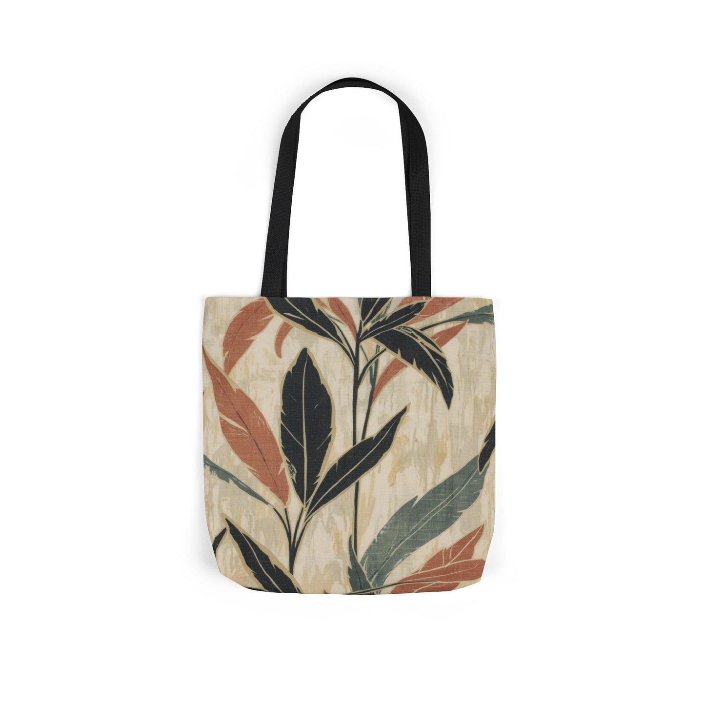 Botanical Canvas Tote Bag — Earth Tones Leaf Print