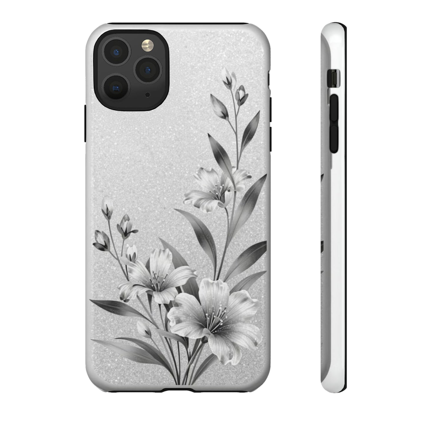 Floral Monochrome Phone Case — Elegant Black & White Lily Design