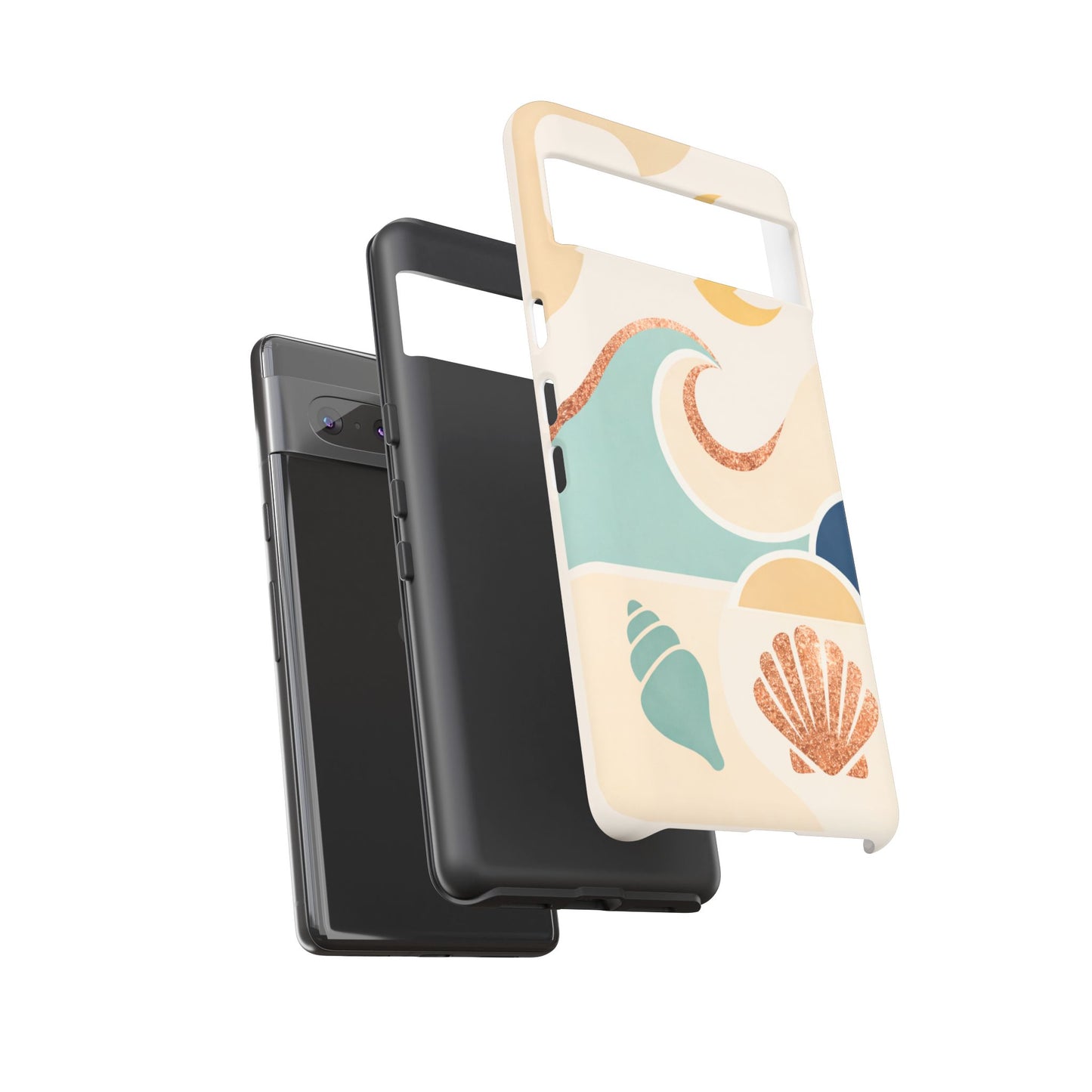 Sea Breeze Tough Phone Case — Retro Waves & Shells Design