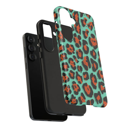 Teal & Rust Leopard Phone Case — Tough Protective Animal Print