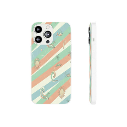 Beach Vibes Phone Case — Retro Pastel Surf & Palm Protective Flexi Case