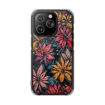 Clear Impact Phone Case — Vibrant Floral Poinsettia Design (Magnetic)
