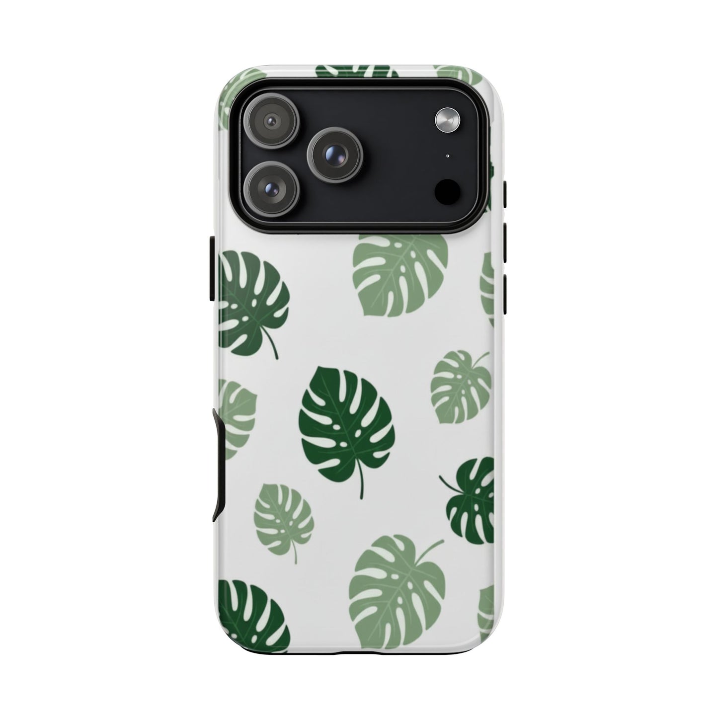 Monstera Leaf Tough Phone Case – Tropical Green Palm Pattern Protective Cover