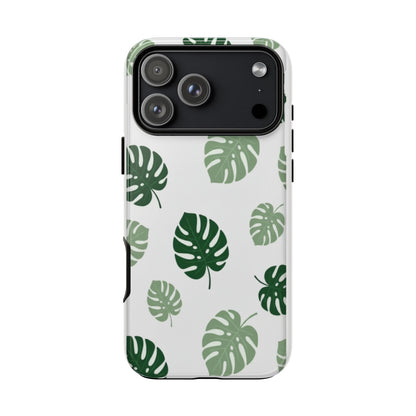 Monstera Leaf Tough Phone Case – Tropical Green Palm Pattern Protective Cover