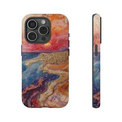 Sunset Coast Phone Case — Colorful Abstract Beach Art Tough Case