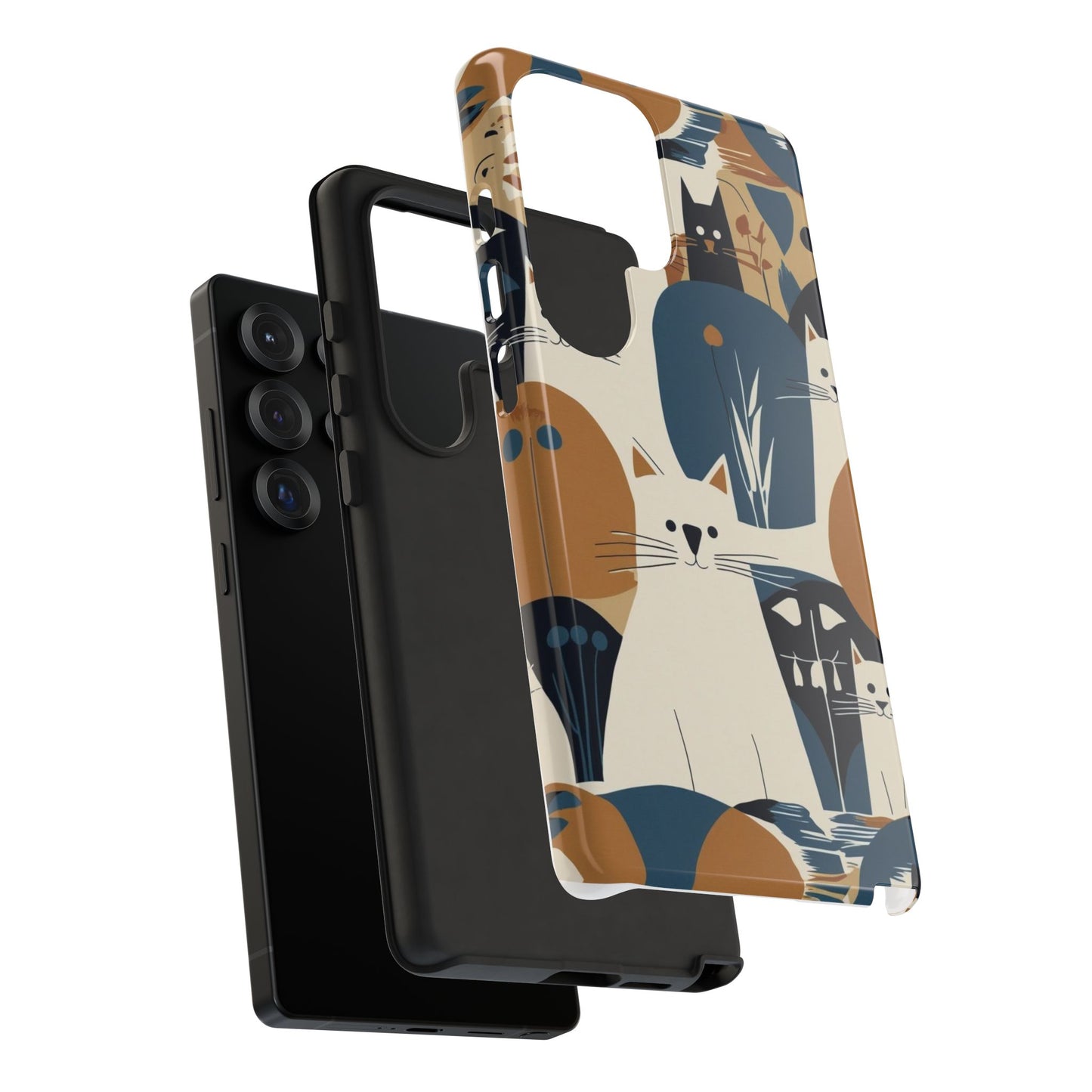 Cat Pattern Phone Case – Retro Abstract Cats Protective iPhone Cover