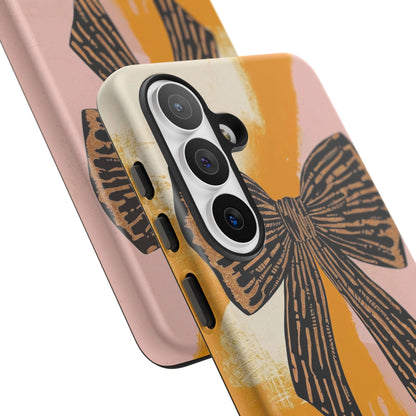 Bow Brushstroke Tough Phone Case — Pink & Mustard