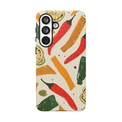Spicy Peppers Phone Case – Colorful Chili, Lime & Citrus Pattern