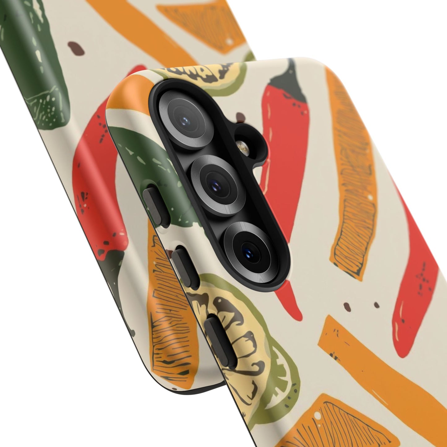 Spicy Peppers Phone Case – Colorful Chili, Lime & Citrus Pattern