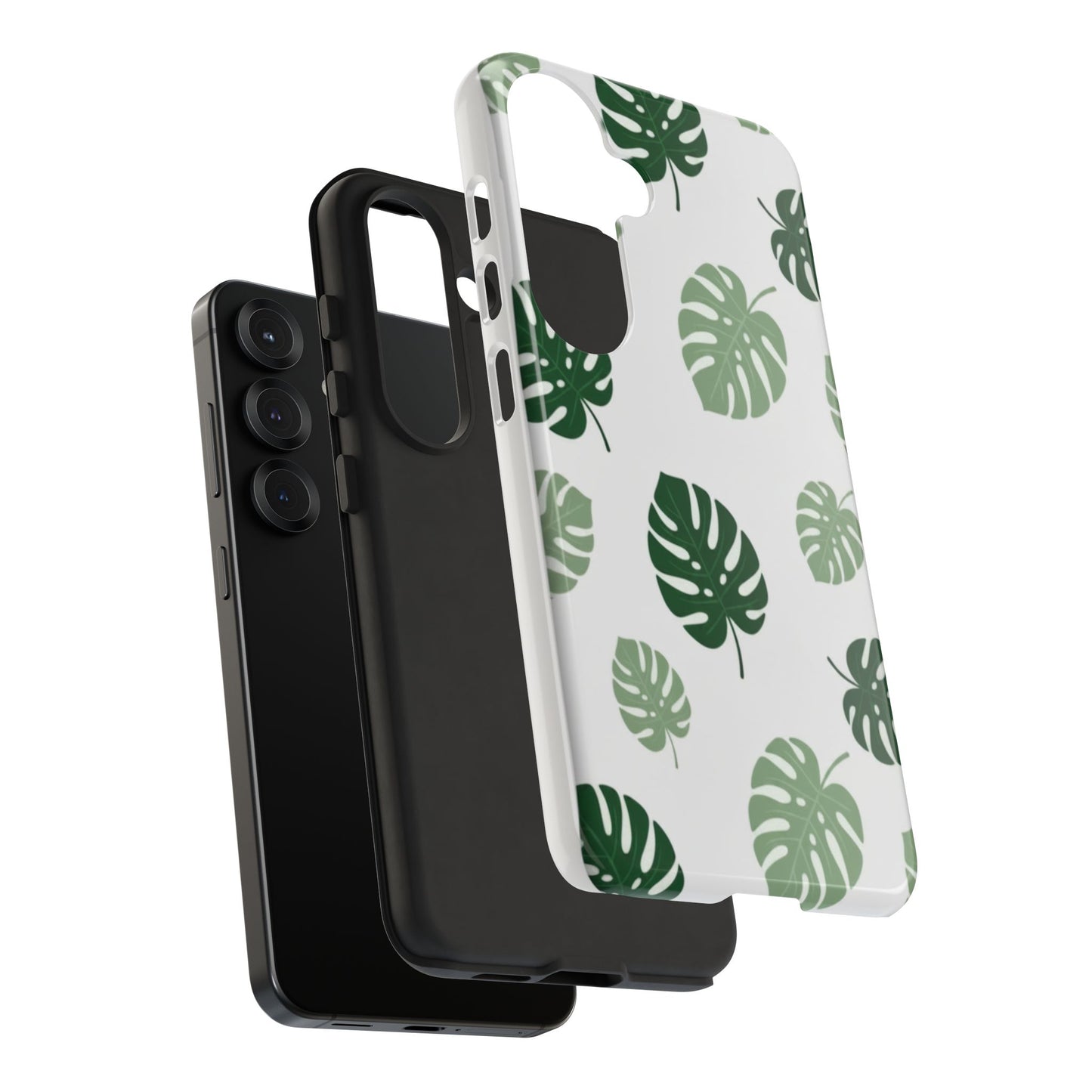 Monstera Leaf Tough Phone Case – Tropical Green Palm Pattern Protective Cover