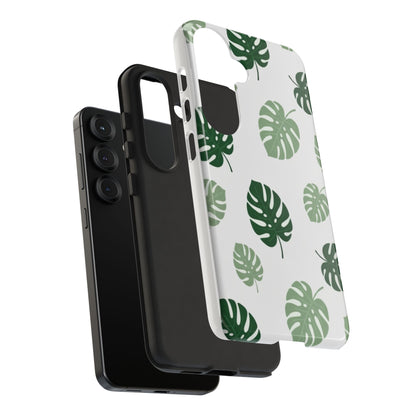 Monstera Leaf Tough Phone Case – Tropical Green Palm Pattern Protective Cover