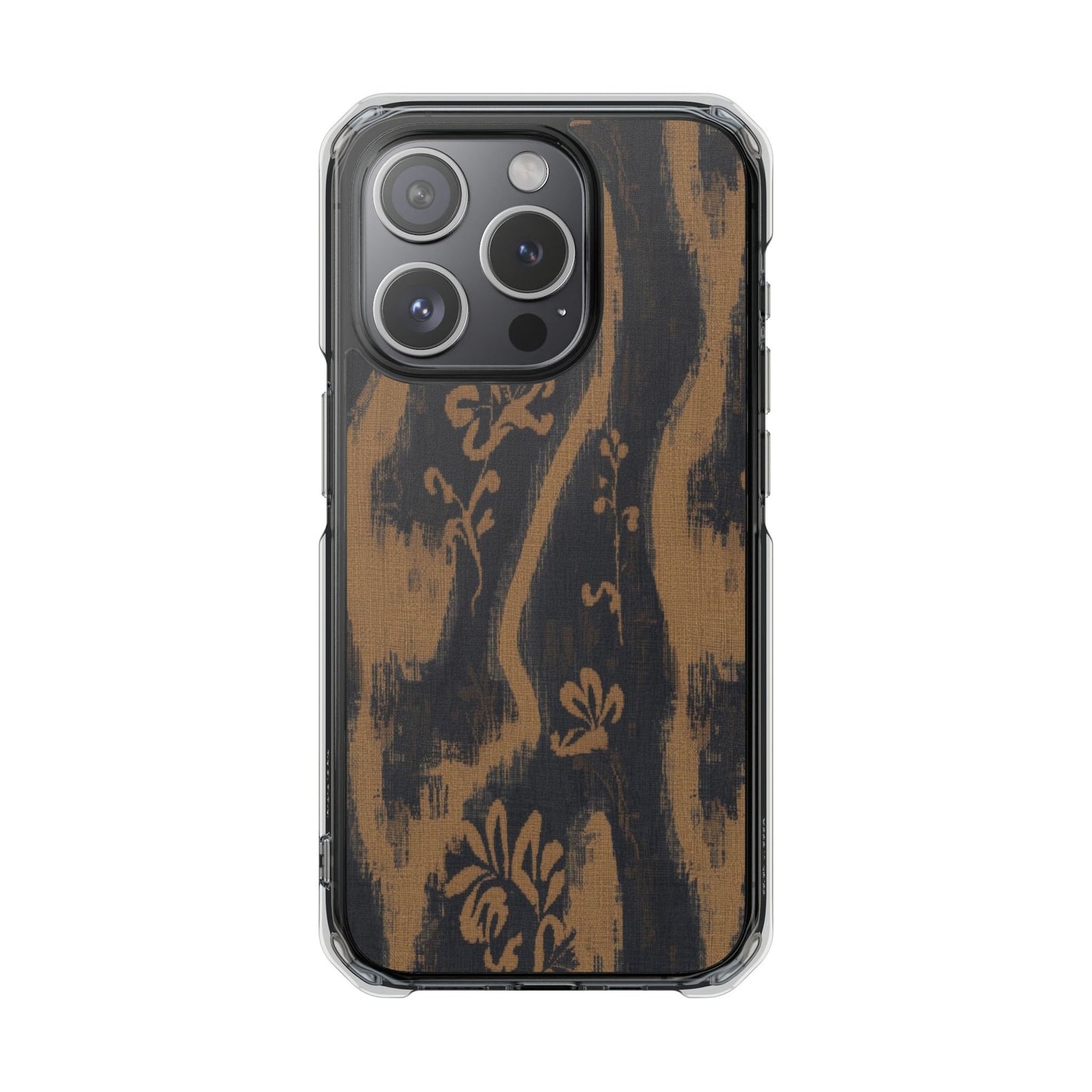Clear Magnetic Phone Case — Rustic Woodgrain Floral Design