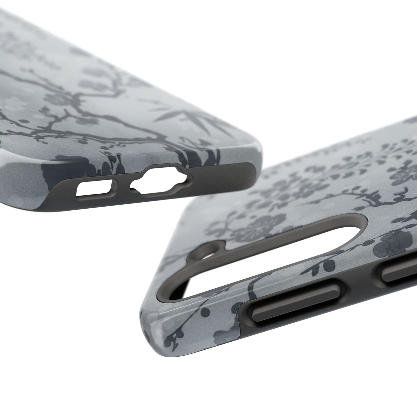Tough Phone Case — Gray Cherry Blossom Ink Floral Design