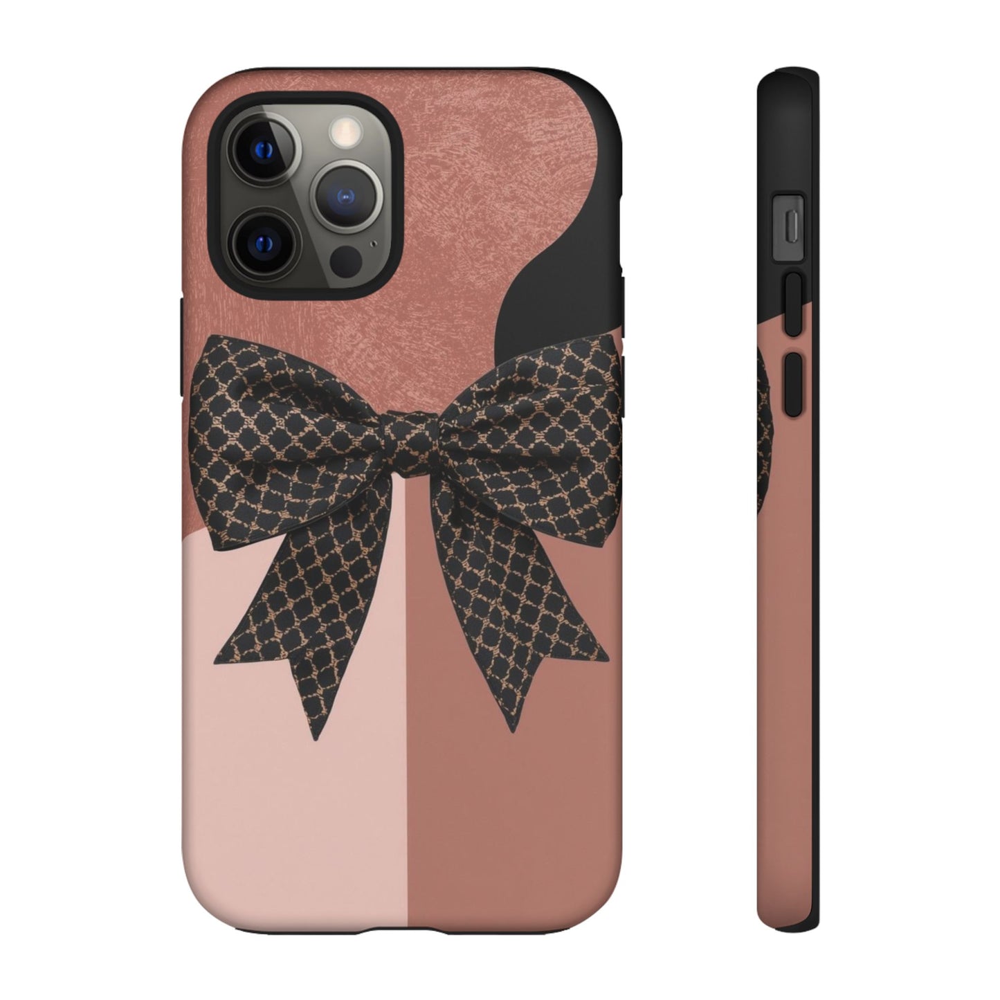 Bow Stripe Tough Phone Case – Pink Mauve Protective Cover
