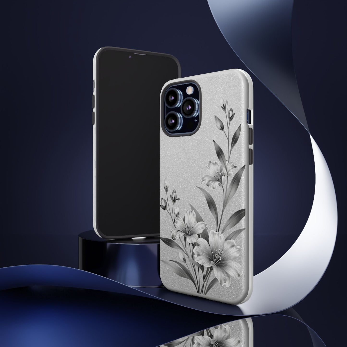 Floral Monochrome Phone Case — Elegant Black & White Lily Design
