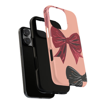Bow Pattern Tough Phone Case — Pink, Red & Black Decorative Bows