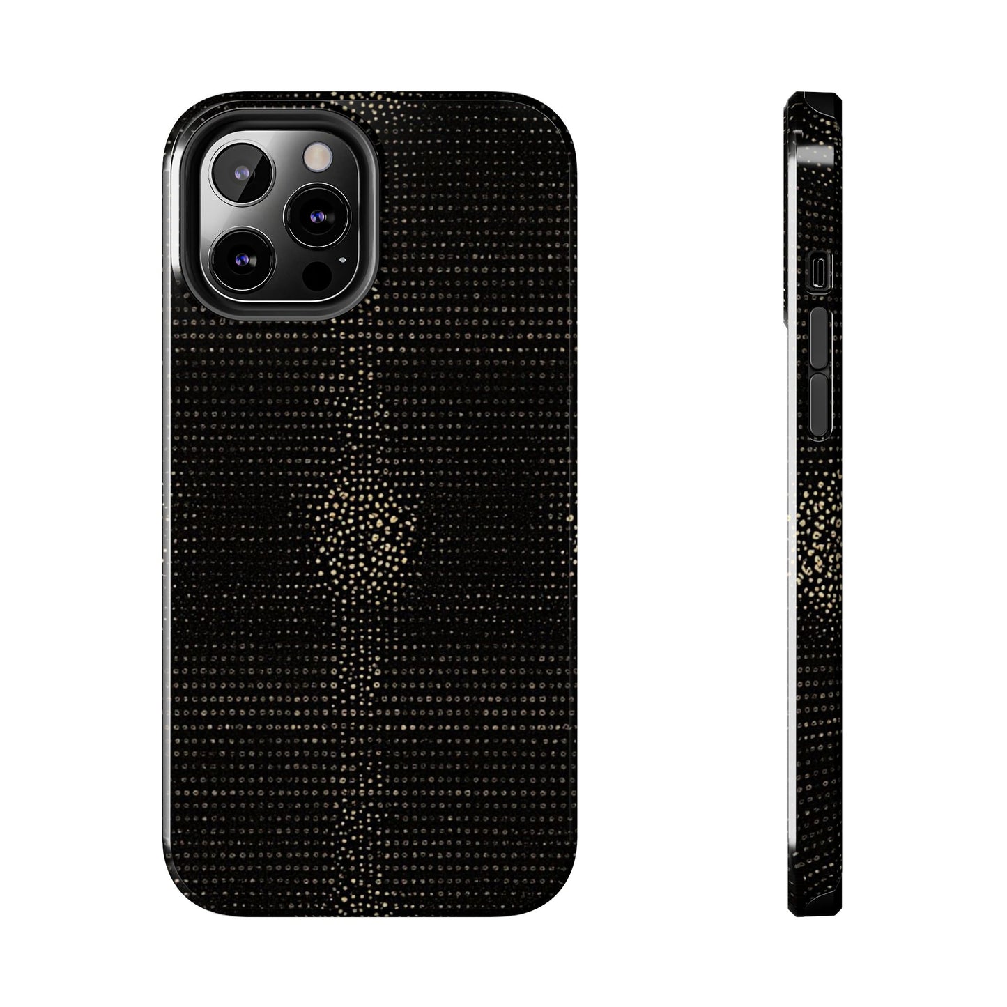 Tough Phone Case — Black Textured Metallic Dot Shield