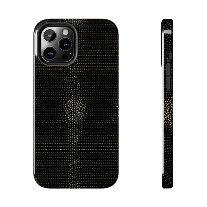 Tough Phone Case — Black Textured Metallic Dot Shield
