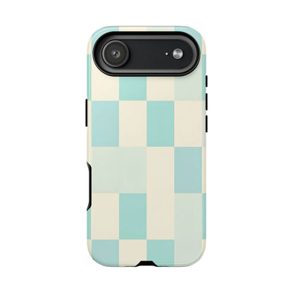 Pastel Checkerboard Tough Case – Mint & Cream Protective Phone Cover