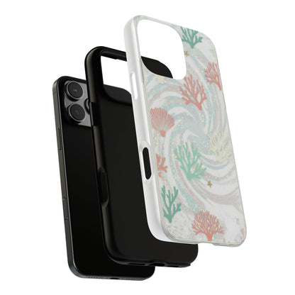 Seafoam Coral Tough Phone Case - Pastel Ocean Wave Design