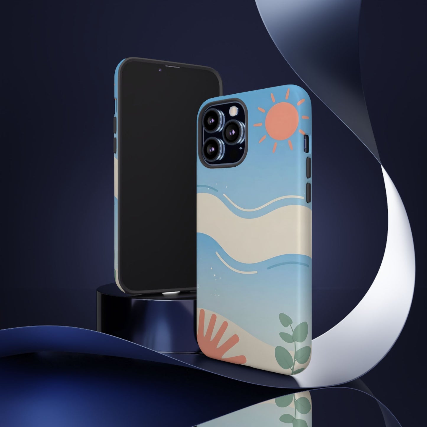 Beach Waves Tough Phone Case — Summer Sun & Seashell Protective Cover