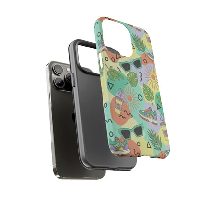 Tropical Summer Phone Case — Retro Sunglasses, Sneakers & Palm Pattern