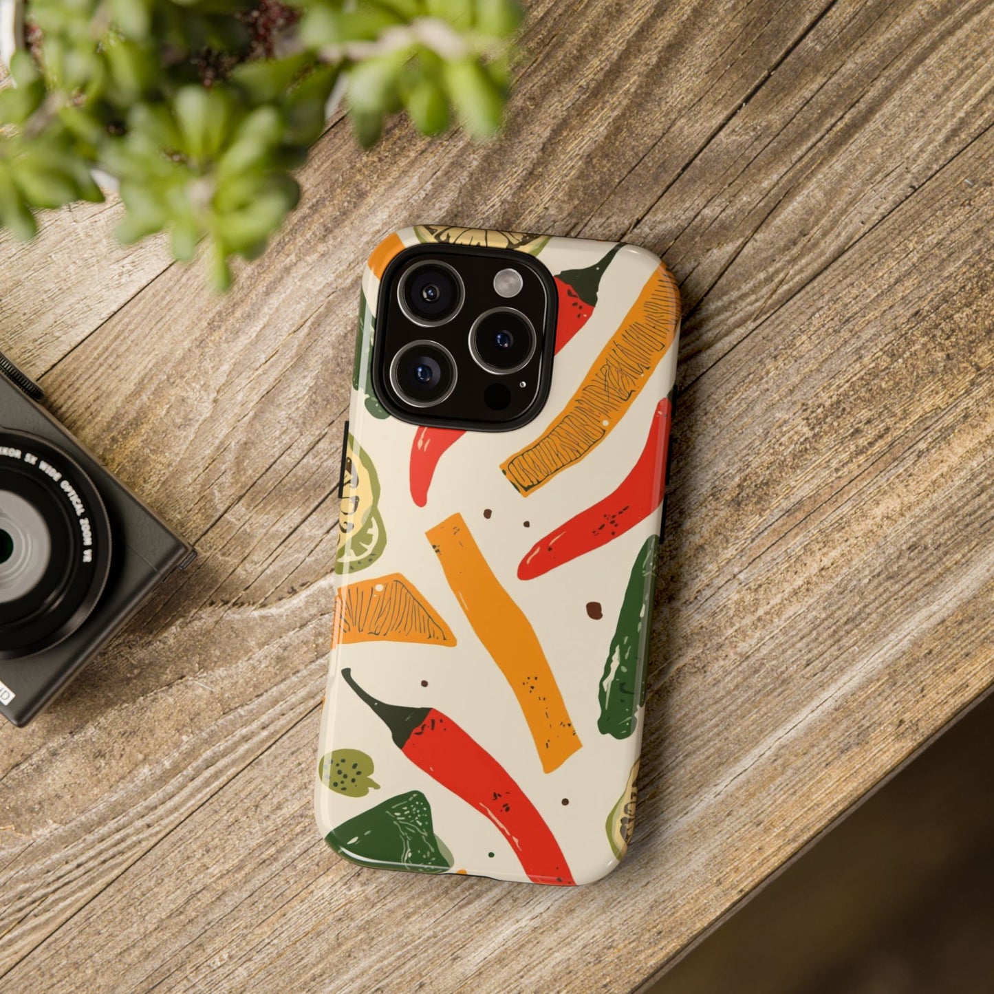Spicy Peppers Phone Case – Colorful Chili, Lime & Citrus Pattern