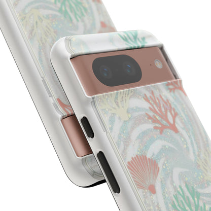 Seafoam Coral Tough Phone Case - Pastel Ocean Wave Design