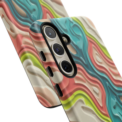 Abstract Contour Phone Case — Colorful Topographic Pattern Tough Case