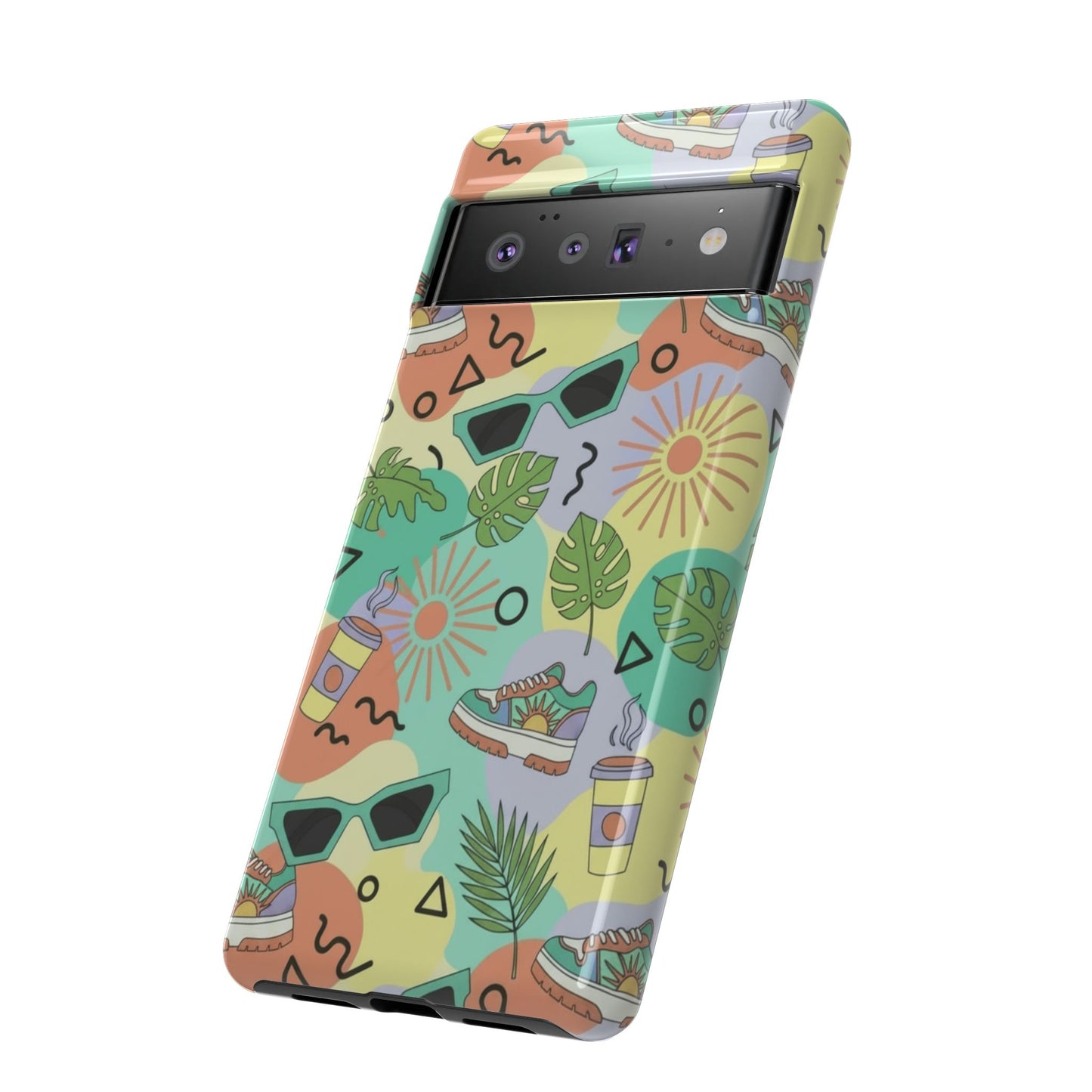 Tropical Summer Phone Case — Retro Sunglasses, Sneakers & Palm Pattern