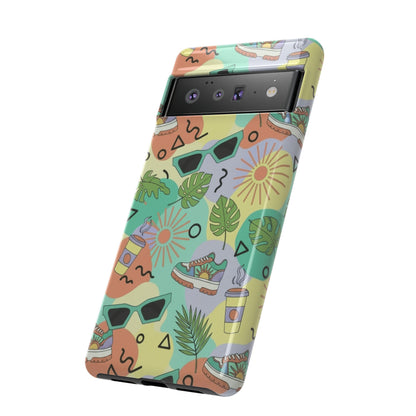 Tropical Summer Phone Case — Retro Sunglasses, Sneakers & Palm Pattern